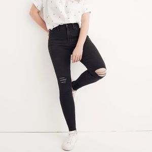 Madewell Black Distressed High Waisted Skinny Jeans